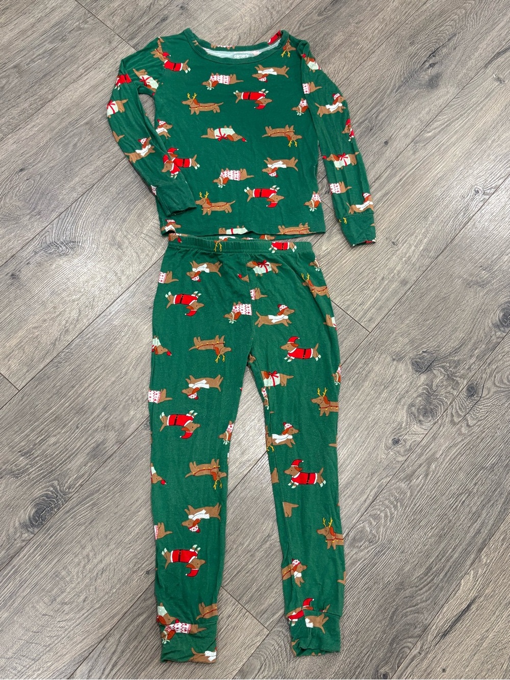 Carter's Green Holiday Reindeer Pajama Set